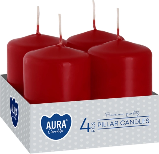 Velas de Adviento 60 × 40 mm, rojo burdeos (4 uds.)
