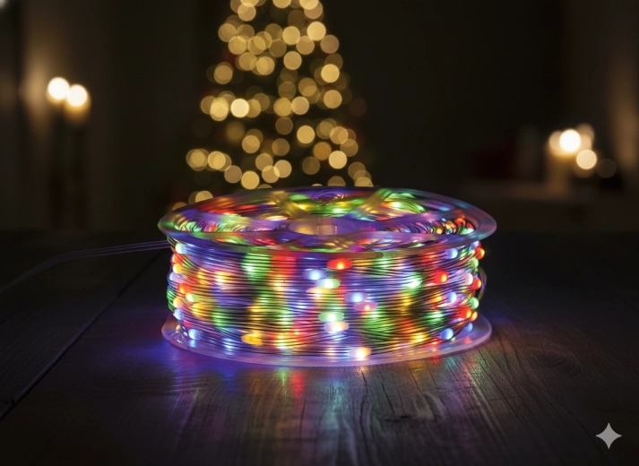 Cadena micro LED en carrete 1000 luces, multicolor, longitud 3 + 100 m