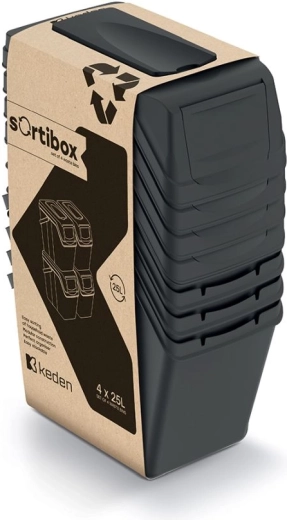 Set de cubos de clasificación SORTIBOX 4×25 l negro – Prosperplast