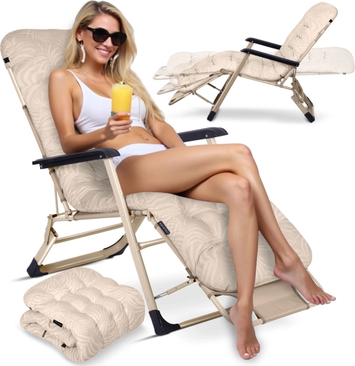 Tumbona de jardín plegable con cojín Sofotel ChillWell, beige