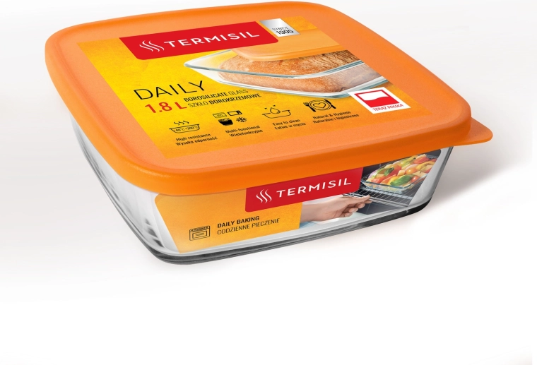 Caja de almacenamiento de plástico de 1,8 l con tapa naranja