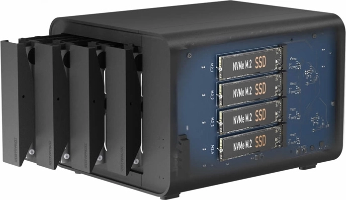TerraMaster D8 Hybrid caja de discos externa DAS para 8 unidades (4× SATA + 4× M.2 NVMe)