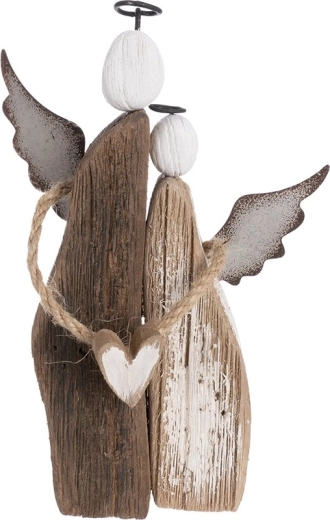 Decoración angelical de paulownia con inscripción metálica LOVE