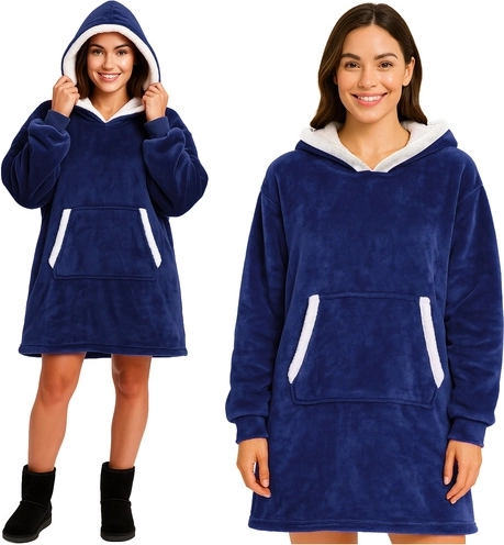 Sudadera-manta con capucha oversize XXL RUHHY – azul marino