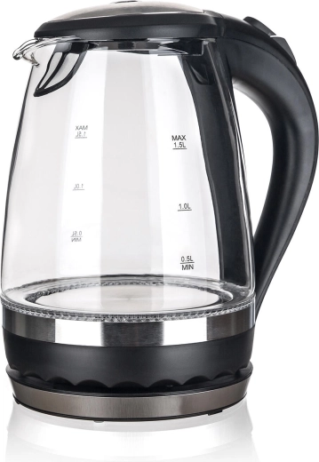 Hervidor eléctrico Shady 1,5 l de vidrio con iluminación LED negro