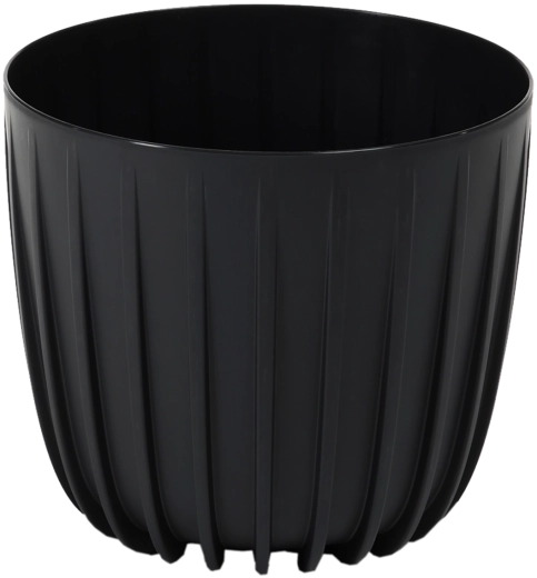 Maceta baja Mira 24 cm – negra, con inserto
