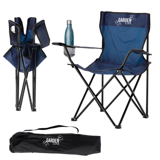 Silla plegable de camping y pesca azul 50 × 50 × 80 cm