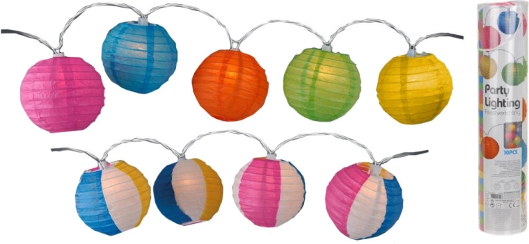 Guirnalda LED de farolillos 10 cm, 10 LED, multicolor