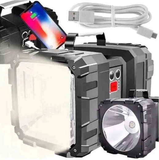 Linterna LED recargable de alto rendimiento de doble cara con powerbank