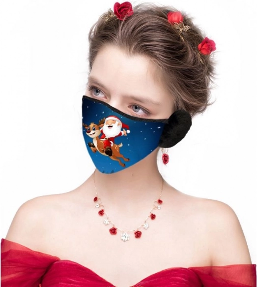 Mascarilla navideña con orejeras – Santa Claus