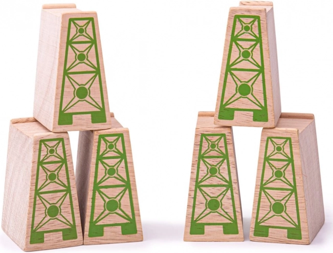 Pilares de puente de madera para tren de juguete, 6 uds BIGJIGS RAIL