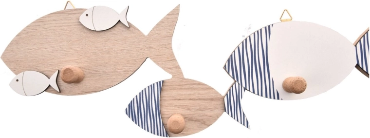 Perchero de pared de madera BEACH con 3 ganchos