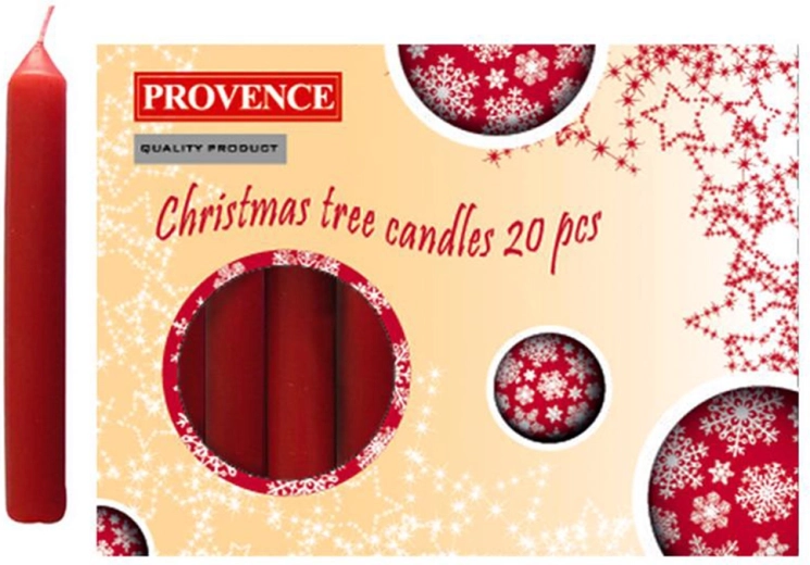 Velas navideñas Provence 10 cm, rojas, 20 uds