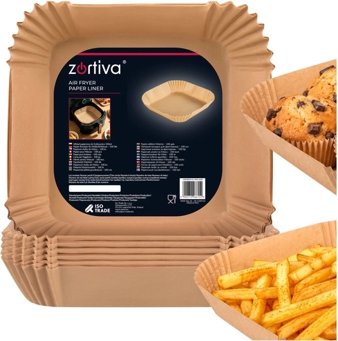 Zortiva forros de papel para freidora de aire 23 × 23 cm, 100 uds