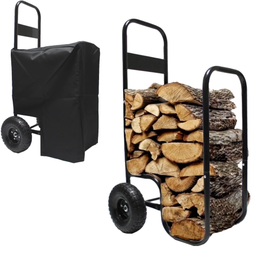 Carrito de transporte para leña con lona, capacidad de carga 60 kg