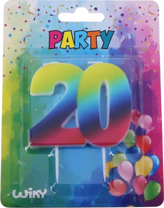 Vela de fiesta Arcoíris número 20