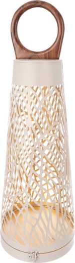 Candelabro Cone en acabado beige-dorado con elemento de madera 67 cm