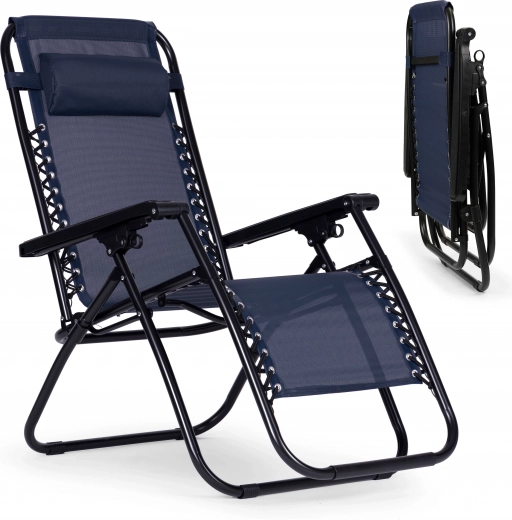Silla reclinable de jardín ZERO GRAVITY ModernHome – azul oscuro