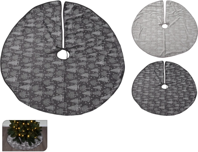 Falda textil para debajo del árbol de Navidad 95 cm – gris y gris oscuro