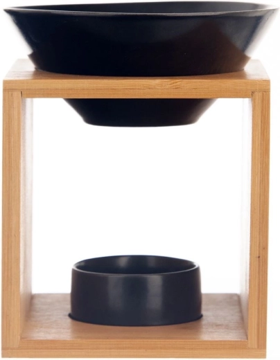 Lámpara aromática de bambú con cuenco negro 12 × 11 × 14 cm