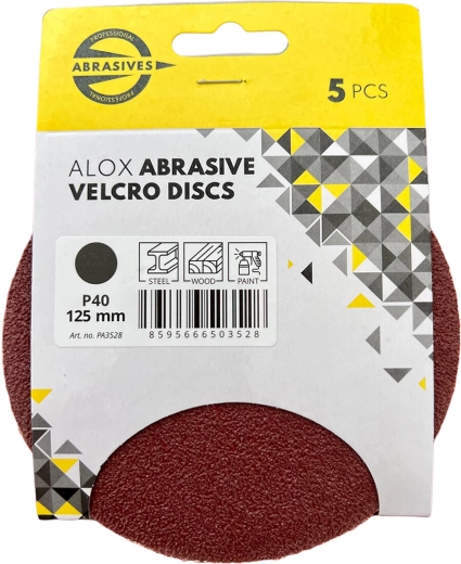Discos abrasivos 125 mm, grano 120, velcro (5 uds)