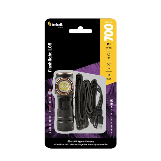 Technik L05 linterna frontal y de bolsillo SST20, 700 lm, USB‑C