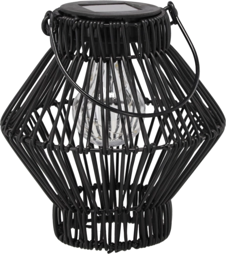 Farol solar metálico negro de 19 cm con LED