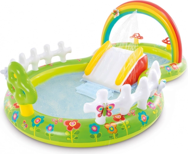 Centro de juegos inflable de jardín con tobogán
