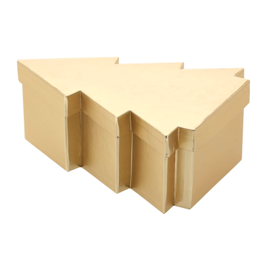 Caja de regalo navideña en forma de arbolito, dorada, 28 × 22 × 10,5 cm - 1 unidad