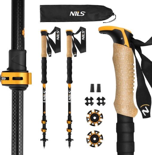 Bastones de trekking NILS TK8605 de aluminio 7075 con empuñadura de corcho