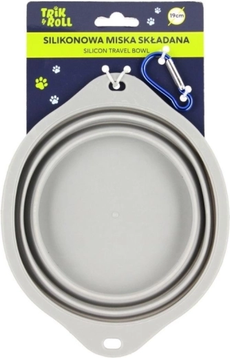 Cuenco plegable de silicona para mascotas gris