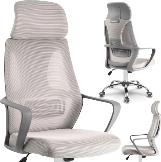 Sillón de oficina Praga con micromalla transpirable en gris claro