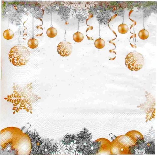 Servilletas navideñas con motivo de bolas 33 × 33 cm, 3 capas