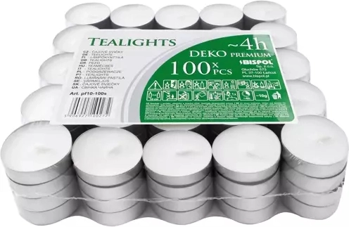 Velas de té 4 h – paquete de 100 uds