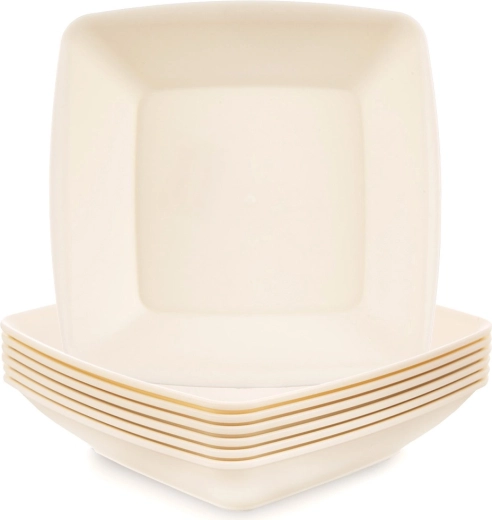 Platos hondos de plástico SANDY 17,5 cm, 500 ml, 6 uds