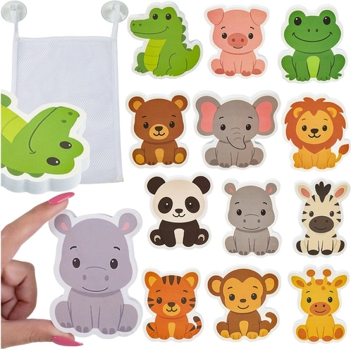 Kruzzel pegatinas de espuma para el baño – animales con organizador (12 uds)