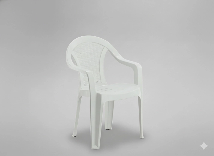 Sillón de jardín con reposabrazos, blanco 56 × 42 × 78 cm