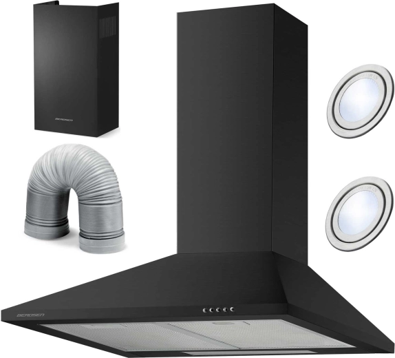 Campana extractora de cocina tipo chimenea 60 cm Berdsen BT-214 negra