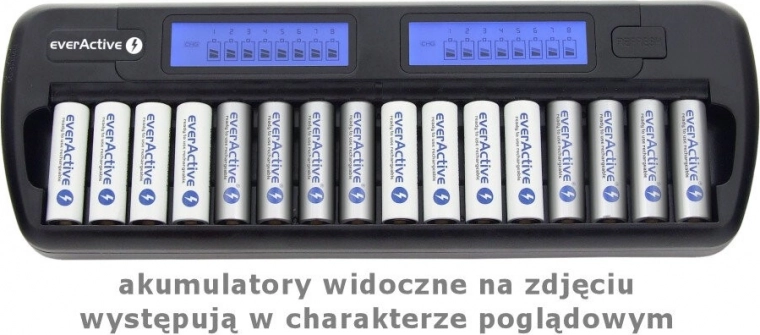 Cargador con microprocesador para 16 baterías recargables AA/AAA