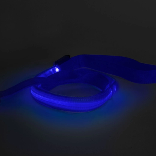 Correa LED con acumulador, 120 × 2,5 cm, azul