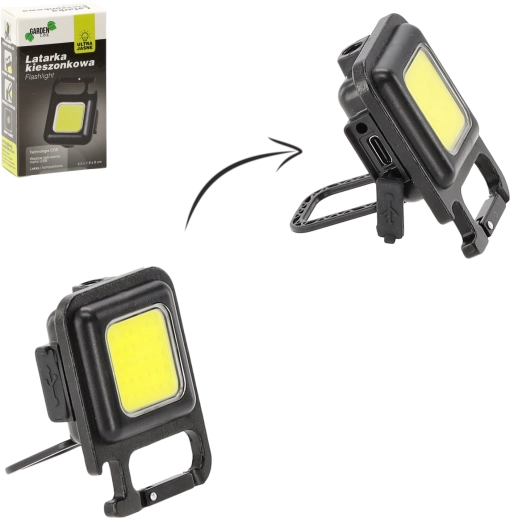 Mini linterna LED de bolsillo con imán y soporte, carga micro USB