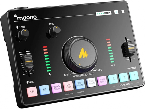 Tarjeta de sonido y mesa de mezcla Maono AMC2 Neo para streaming y podcast