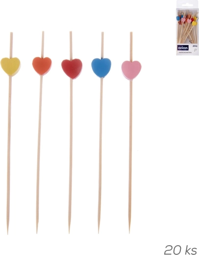 Pinchos de bambú con forma de corazón 20 uds mix