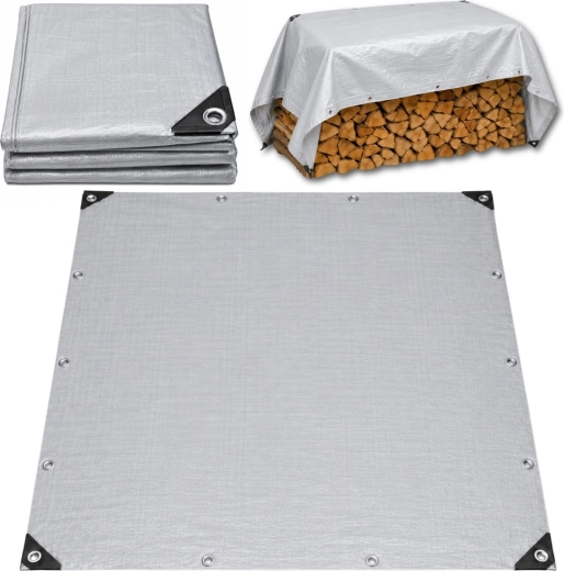 Lona protectora impermeable gris con ojales 200 × 400 cm