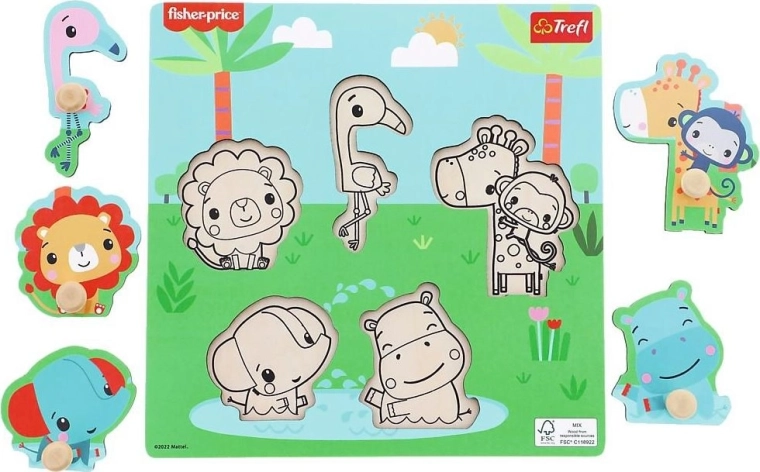 Encaje de madera FISHER-PRICE con asas, 5 piezas