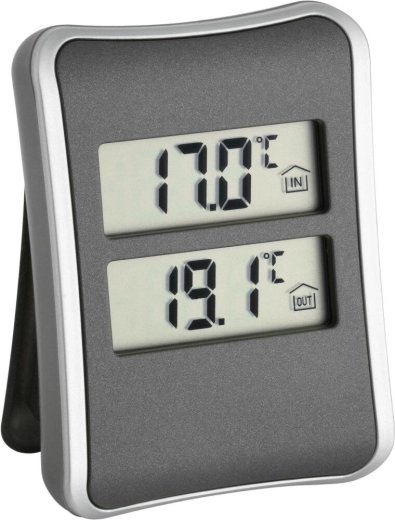Termómetro digital con sensor interior y exterior, sensor impermeable, soporte