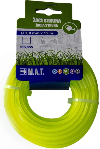 Hilo de desbrozadora de nylon 3,0 mm cuadrado, 15 m, verde
