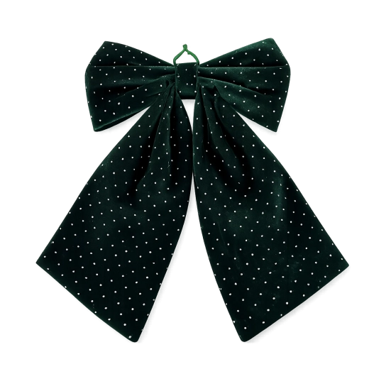 Lazo navideño verde con circonitas decorativas 40 × 65 cm