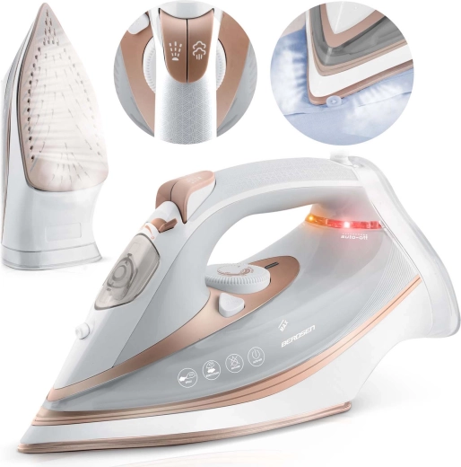 Plancha de vapor 3000 W con suela cerámica y vapor vertical BERDSEN