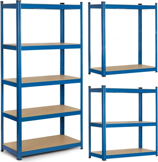 Estantería metálica HUMBERG 180 × 90 × 30 cm, azul, 5 estantes, 875 kg